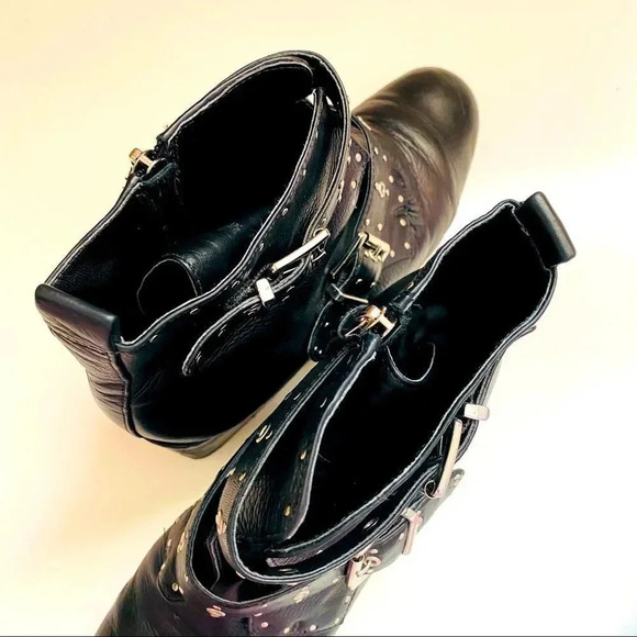 Rebecca Minkoff Logan Studded Buckle Booties Black Lamba - Picture 10 of 10